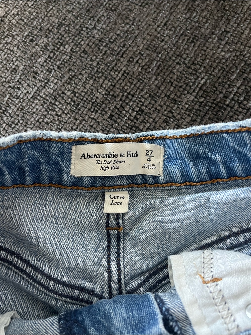 Abercrombie & Fitch Light Blue Distressed High-Rise Denim Shorts - Picture 3 of 3